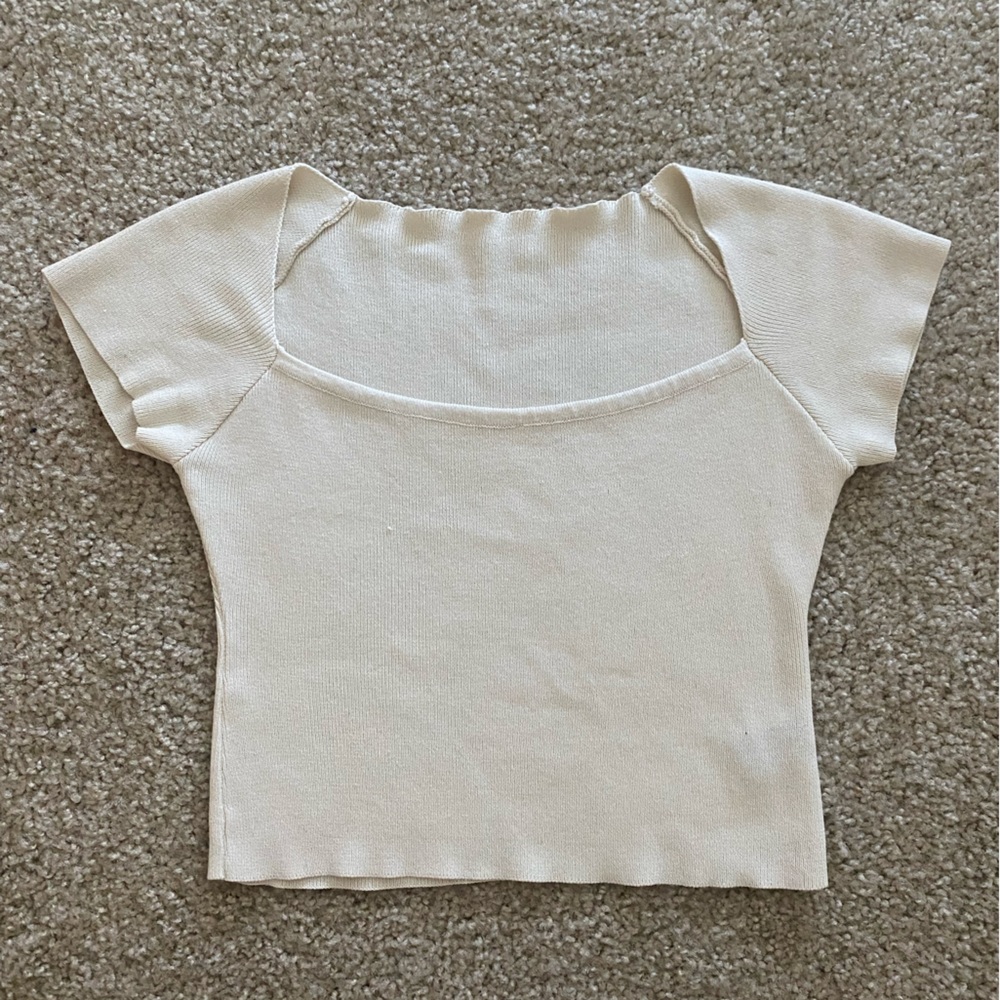 Square neck knit crop top